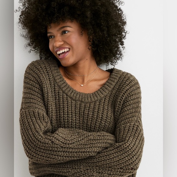 Aerie Sweaters - Aerie Gray Wide Rib Crew Neck Sweater Size S EUC Comfy Cozy Warm